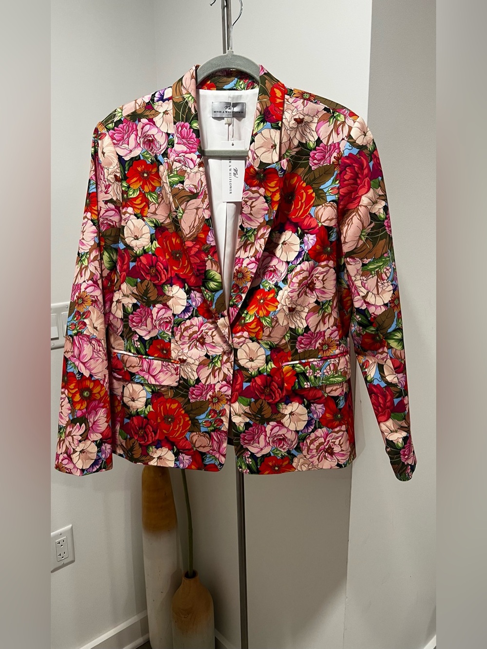 Never a Wallflower Floral Print Tailored Cotton Blazer